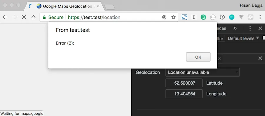 Location unavailable error