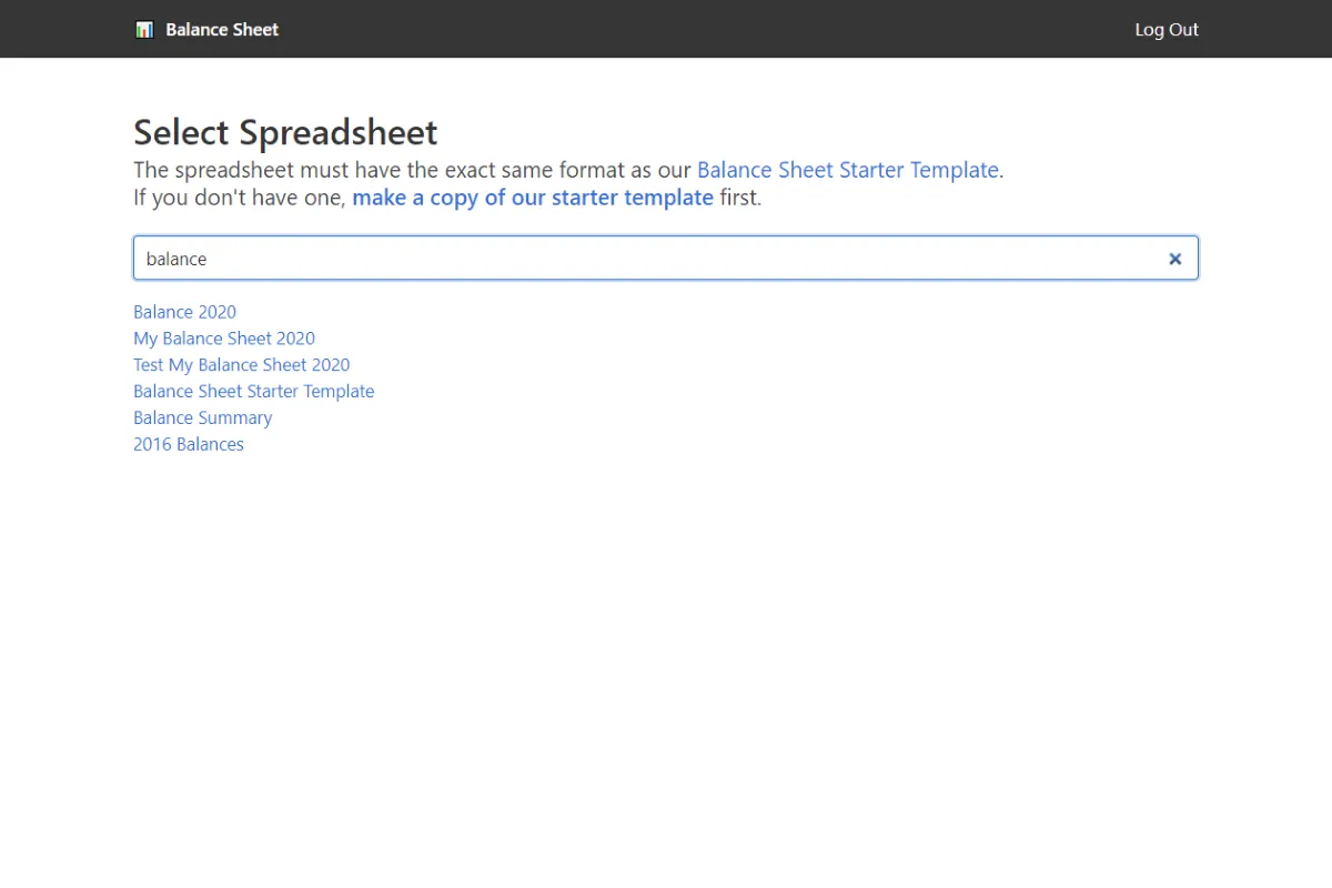 Select the spreadsheet you want to use.