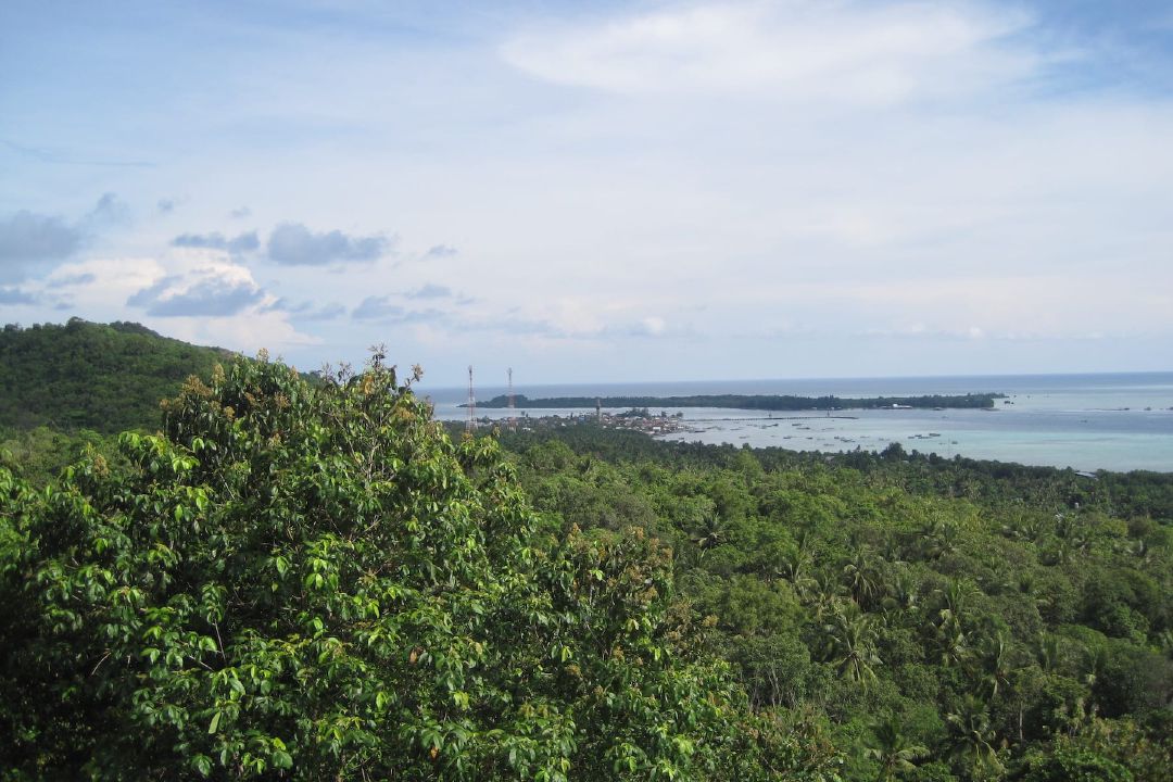 Pemandangan dari Bukit Love—tampak Pulau Menjangan Besar dan Menjangan Kecil di kejauhan. (Sumber Flickr oleh Ad Bercht)