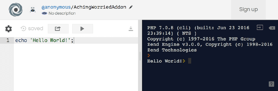 Output program Hello World